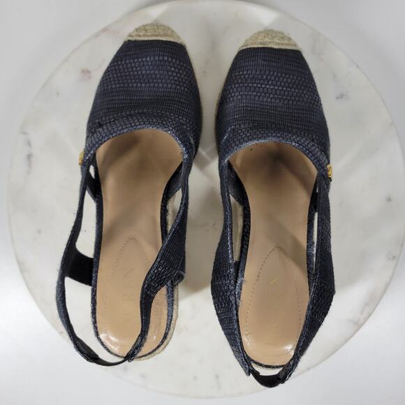 Lauren Ralph Lauren Penelopie Wedge Sandals Womens 8 Blue Espadrille - Picture 2 of 14